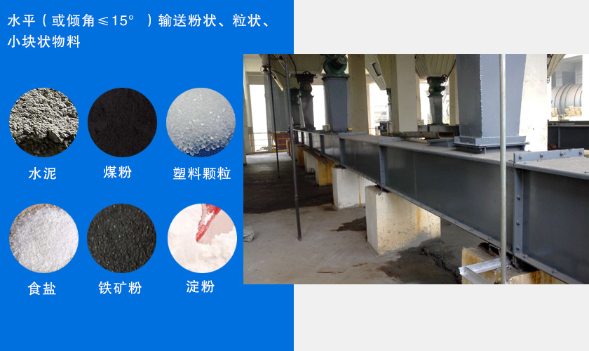 FU鏈式輸送機主要用于水平或傾斜輸送粉狀、粒狀或小塊狀物料